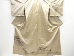 未使用品　作家物　ぜんまい紬　東海道五十三次模様一つ紋訪問着